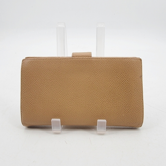 Chanel Vintage Timeless Tan Camel Pebbled Leather Bifold Wallet Karl Lagerfeld - Picture 4 of 16